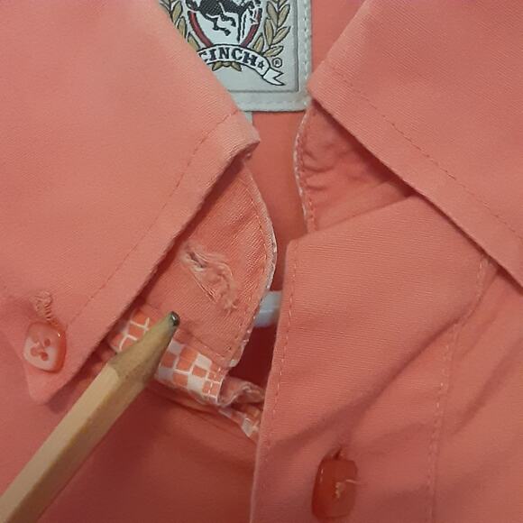 Cinch Western Cowboy Shirt Men’s Size Large Salmon Rodeo 100% Cotton Button Up - Picture 5 of 9